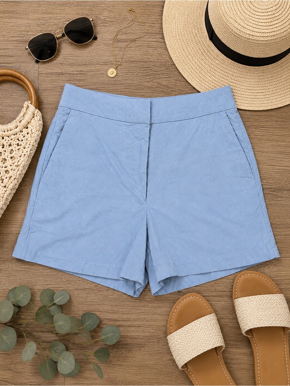 Aritzia The Limitless Short Light Blue High-Rise Tailored Shorts